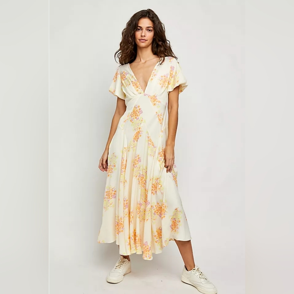 Laura Printed Midi Dress Size XL in Tea Combo